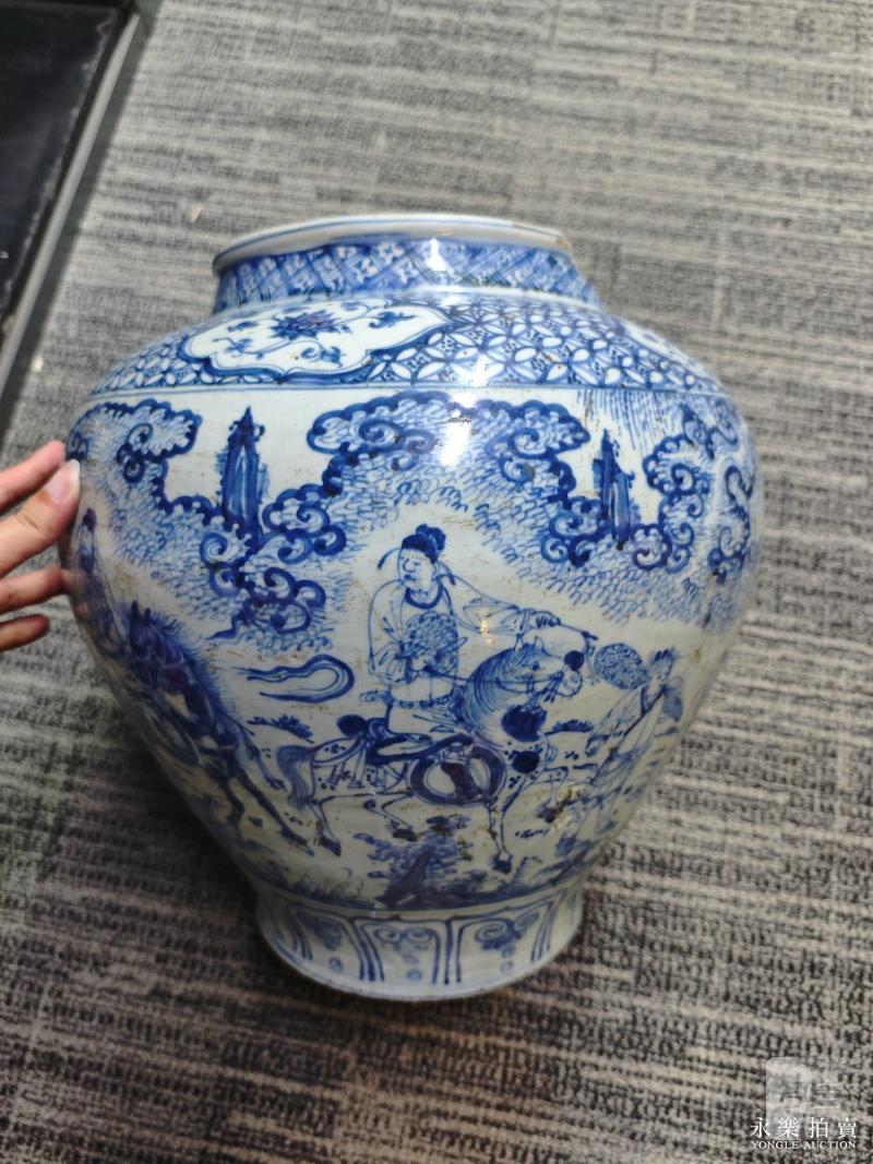 明空白期 青花文人访友图大罐 - 图6